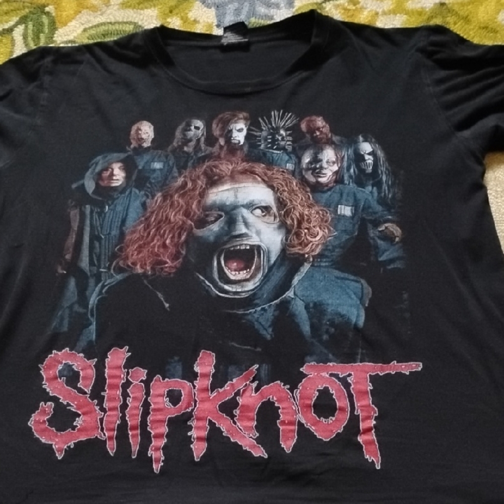 Men's Black Vintage Large Slipknot Band Shirt Rock O Tees Mask Music Metal